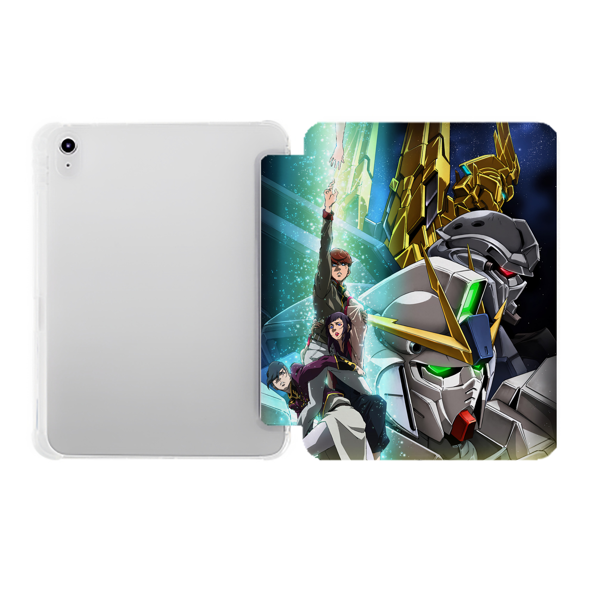 （画像用） 機動戦士ガンダム Mobile Suit Gundam IPad ケース ペン収納付き 三つ折りスタンド PUレザー×シリコン 対応機種9.5/10.5/10.9インチ